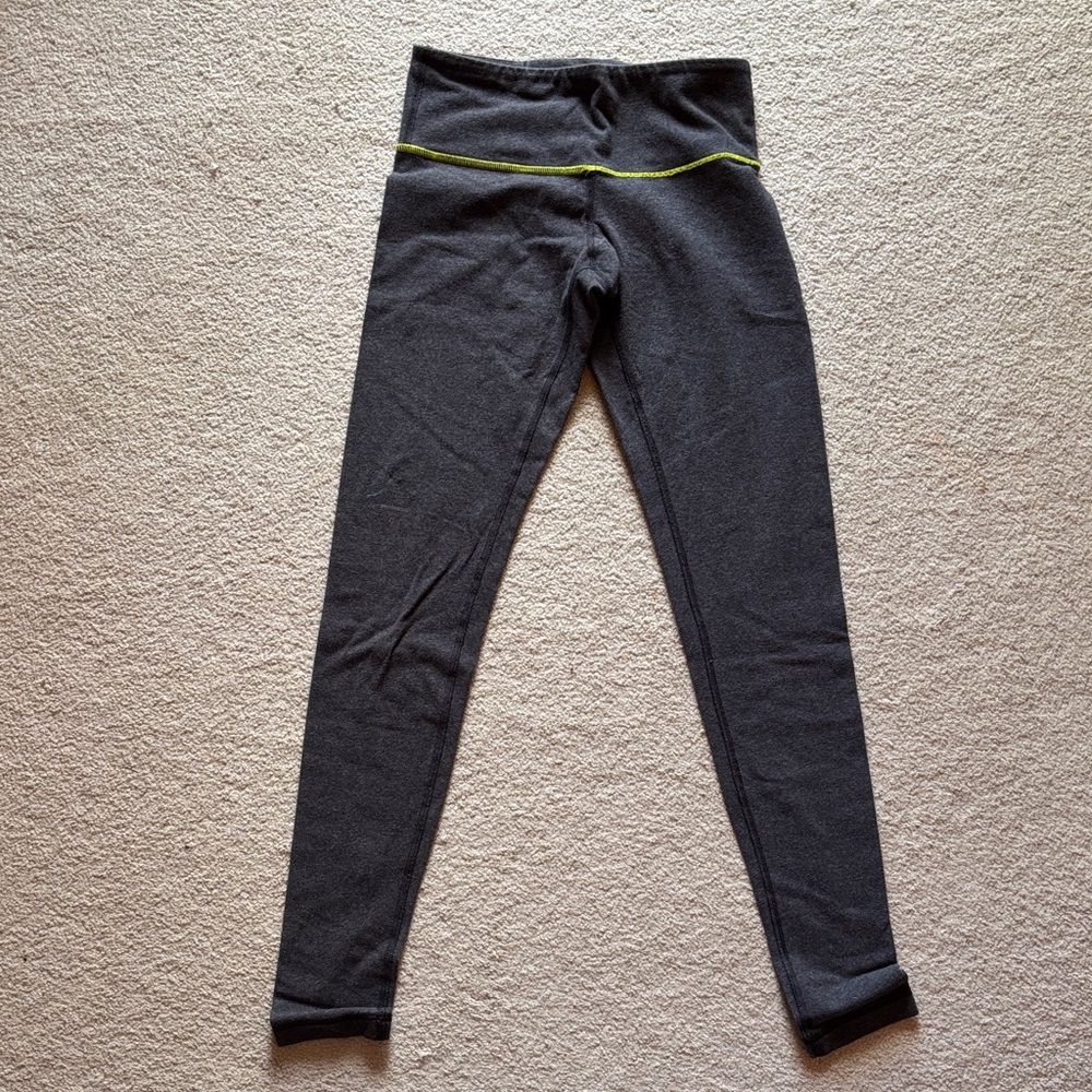 Lululemon Gray Leggings with Lime Trim